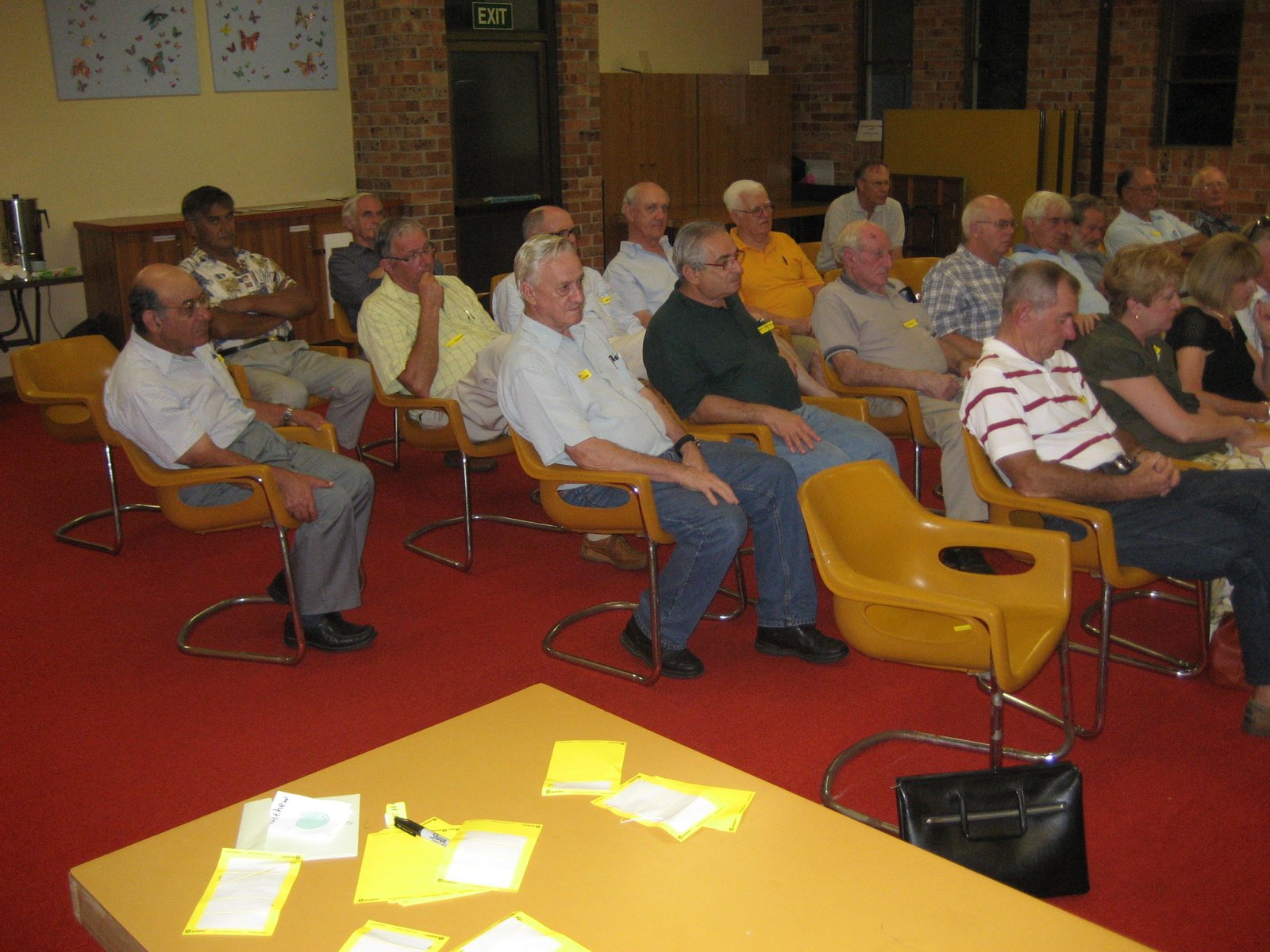 A community meeting at a St Ives church hall, February 2009, with attendees seated in rows